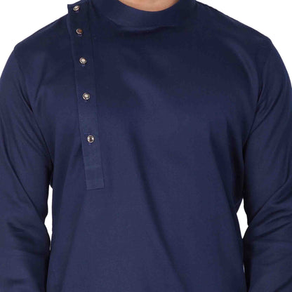 Men's Blue Cotton Kurta and Pyjama Set