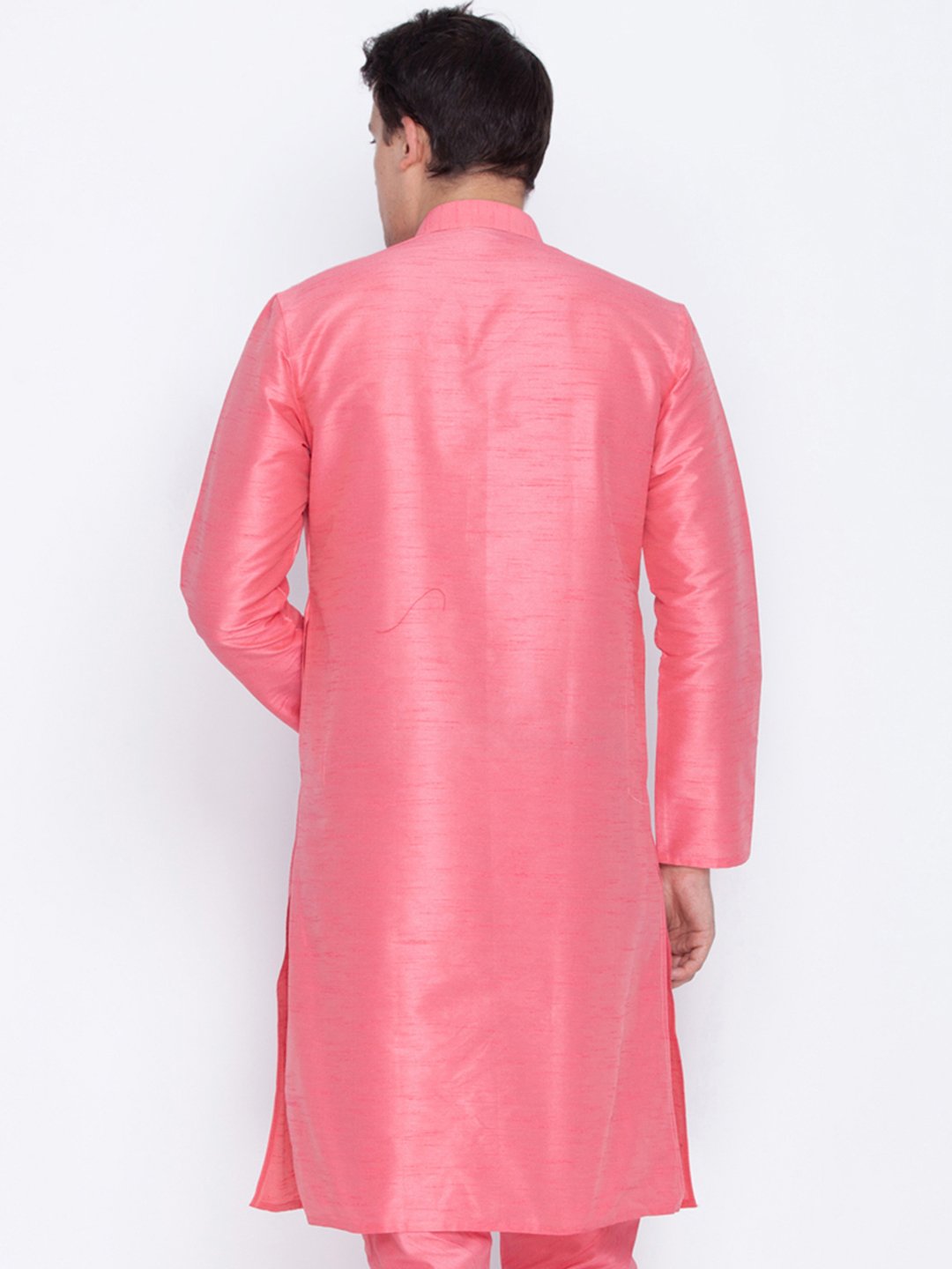 Men's Pink Cotton Silk Blend Kurta