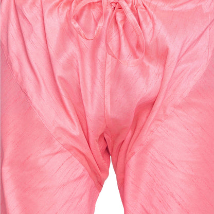 Men's Pink Cotton Silk Blend Kurta and Pyjama Set