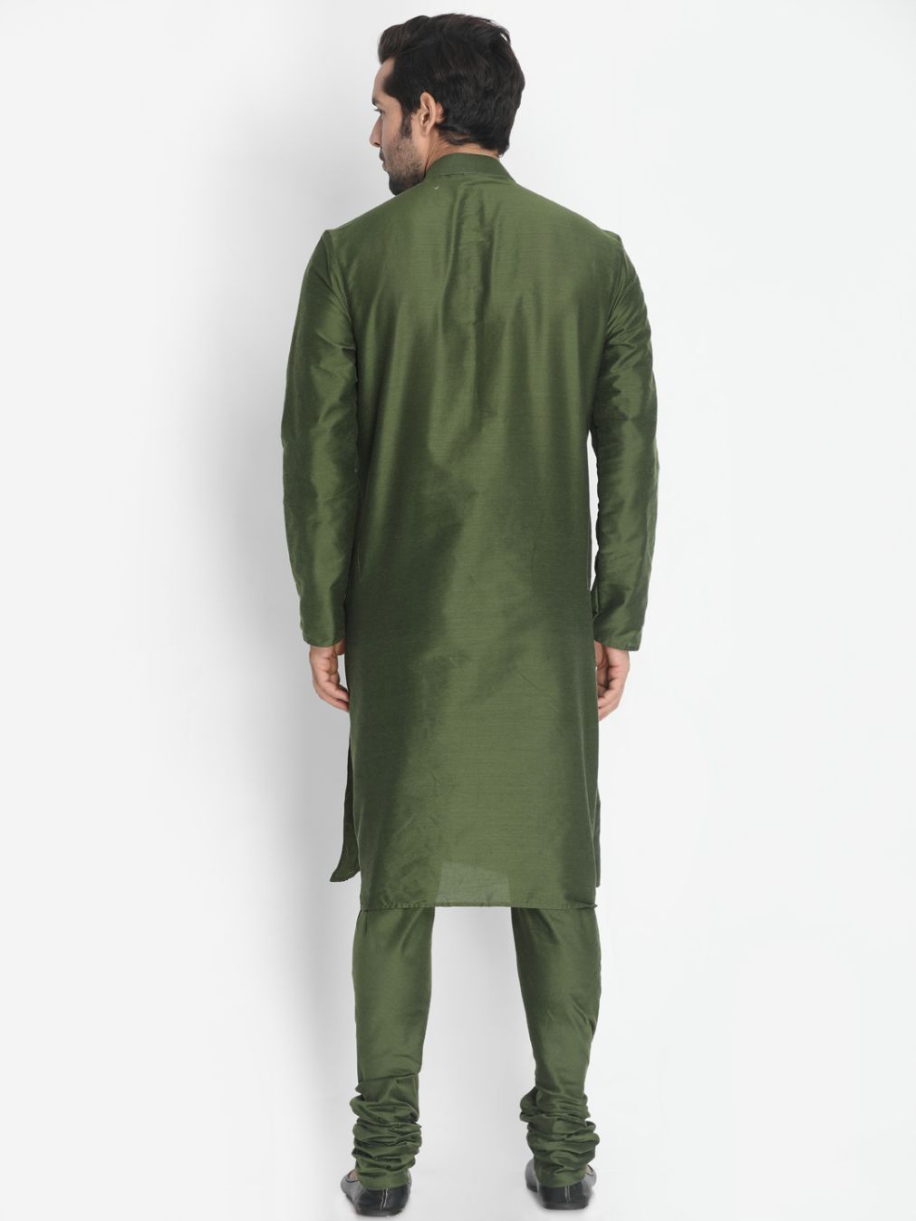 Men's Green Cotton Silk Blend Kurta and Pyjama Set