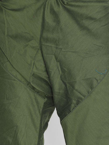 Men's Green Cotton Silk Blend Kurta and Pyjama Set