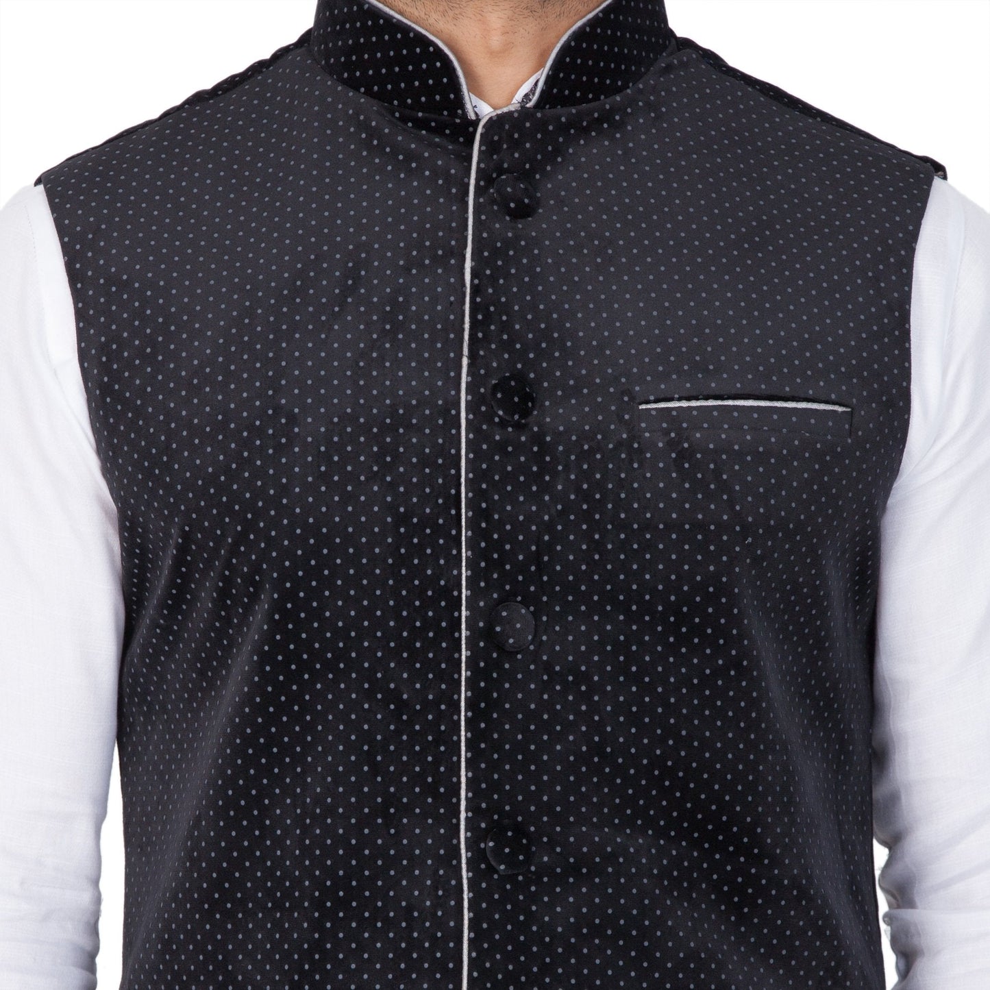 Men's White Cotton Kurta, Ethnic Jacket and Pyjama Set