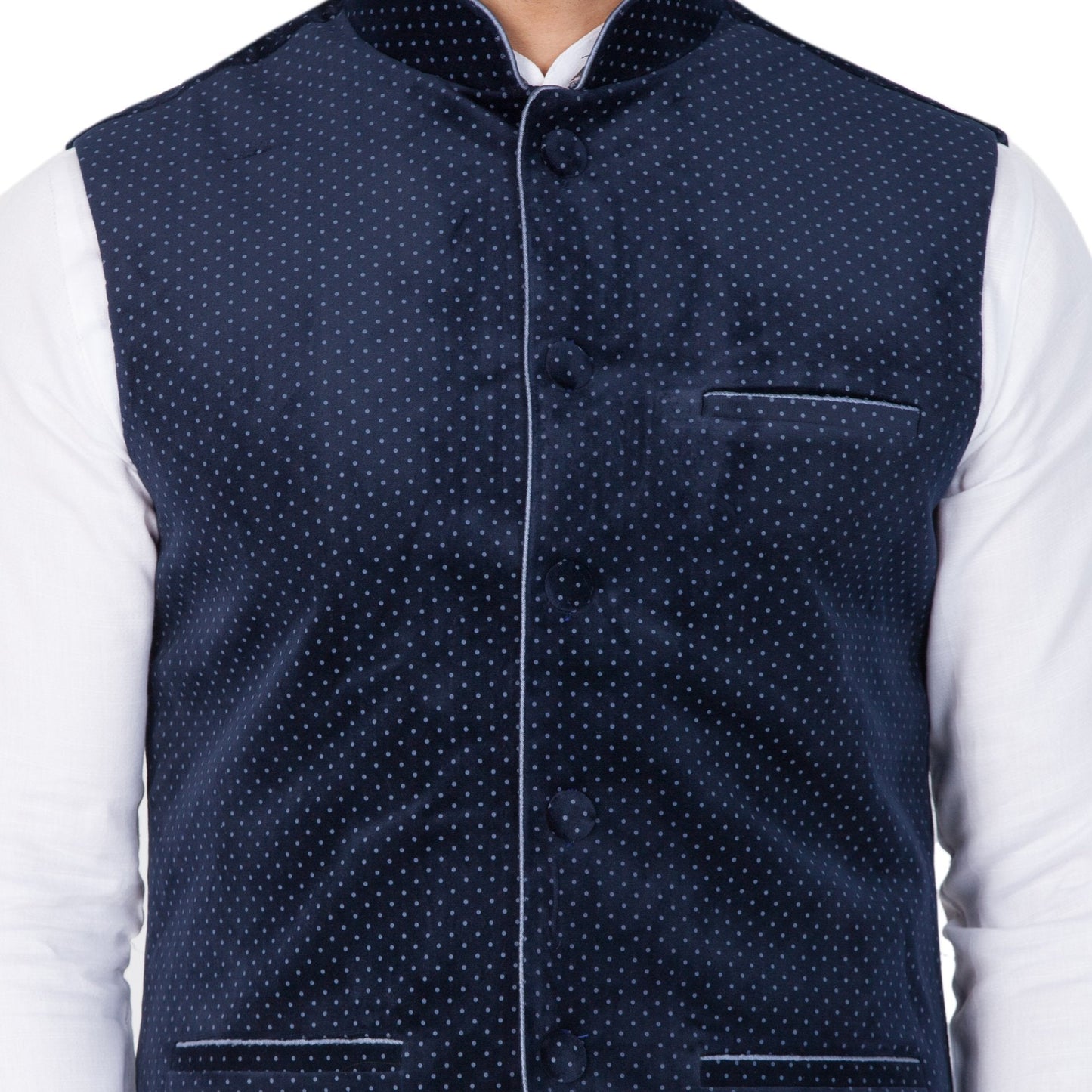 Men's White Cotton Kurta, Ethnic Jacket and Pyjama Set