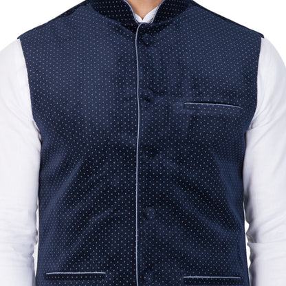 Men's White Cotton Kurta, Ethnic Jacket and Pyjama Set