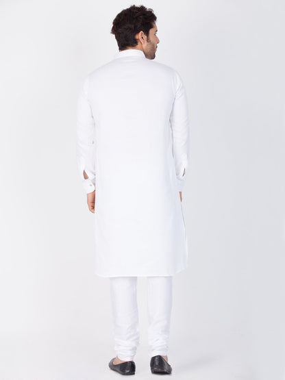 Men's White Cotton Kurta and Pyjama Set
