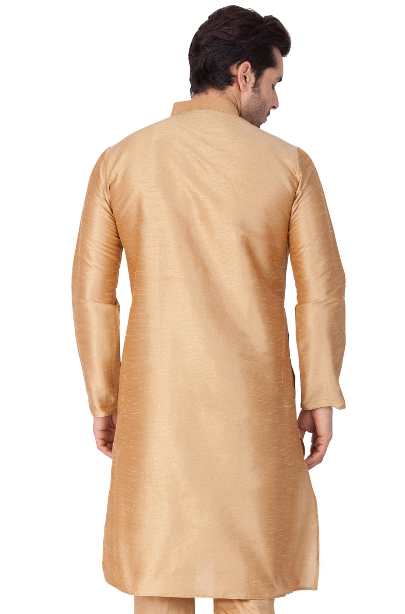 Men's Gold Cotton Silk Blend Kurta