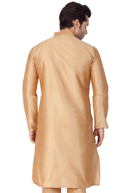 Men's Gold Cotton Silk Blend Kurta