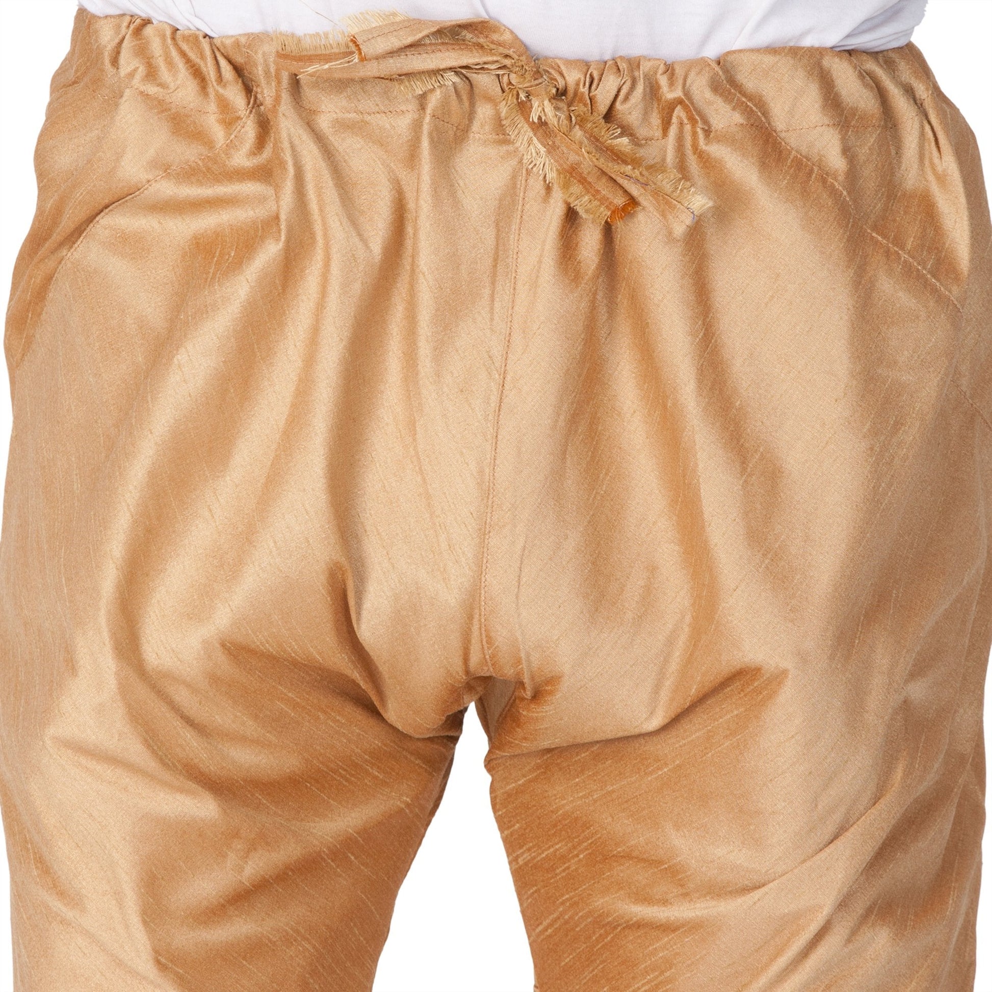 Men's Gold Cotton Silk Blend Kurta and Pyjama Set