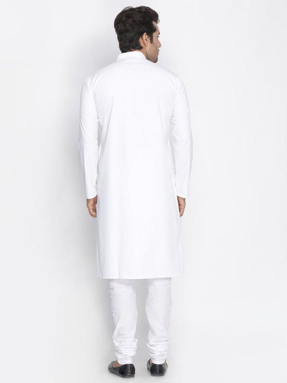 Men's Light Blue Cotton Kurta, Pyjama &amp; Dupatta Set