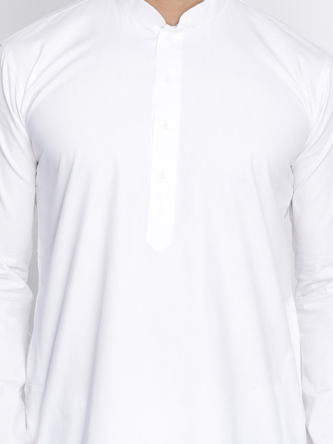 Men's White Cotton Kurta, Pyjama &amp; Dupatta Set