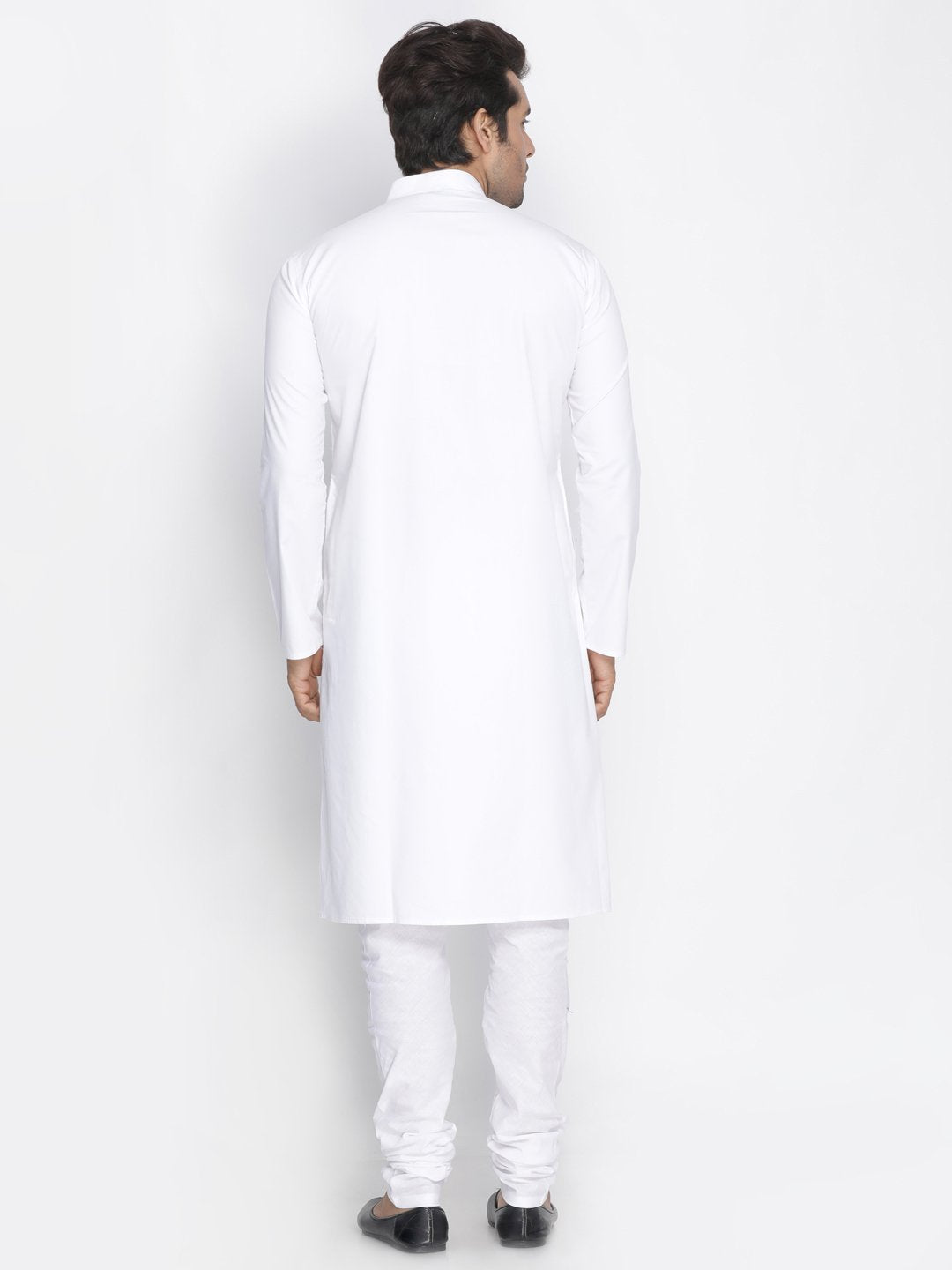 Men's White Cotton Kurta, Pyjama &amp; Dupatta Set