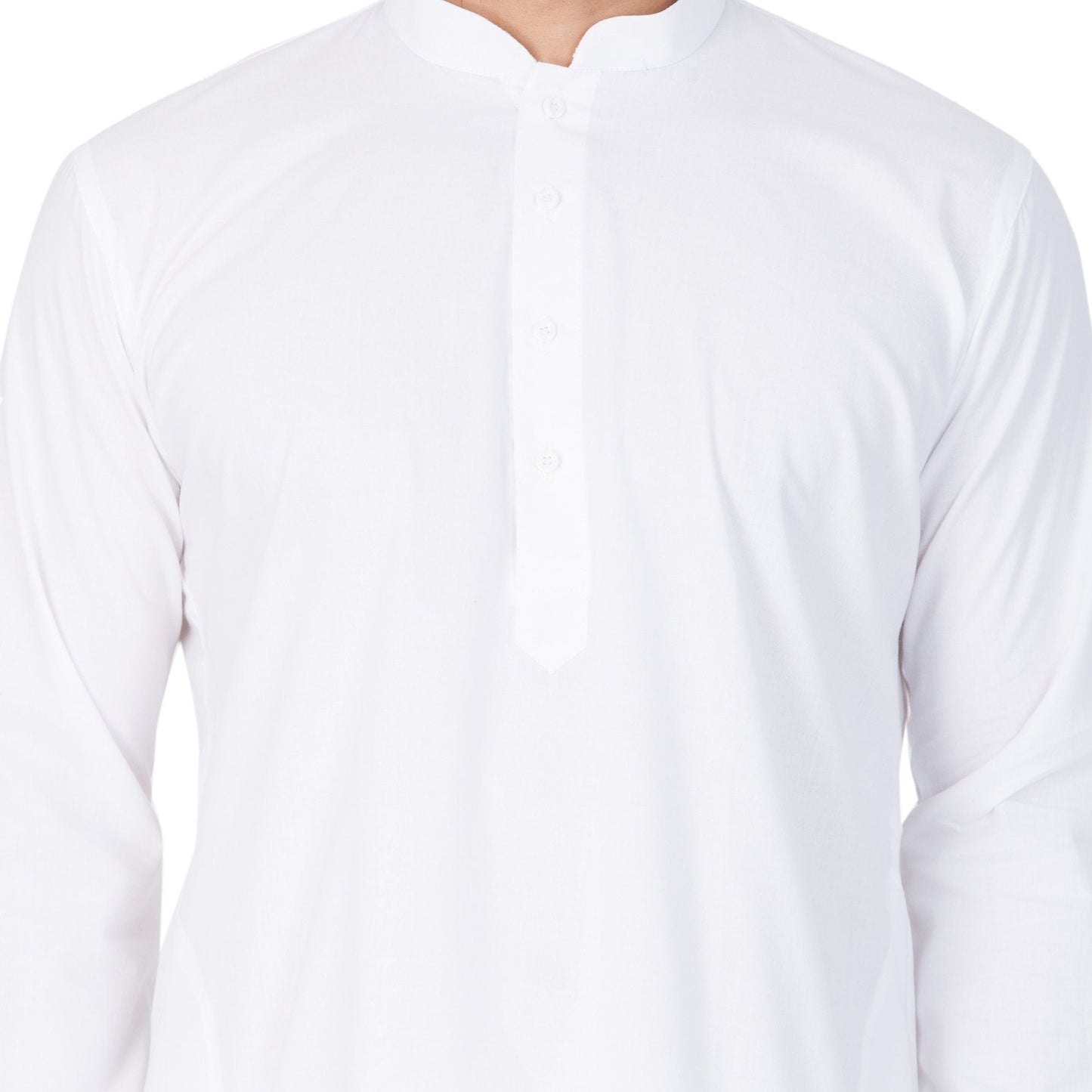 Men's White Cotton Kurta, Pyjama &amp; Dupatta Set