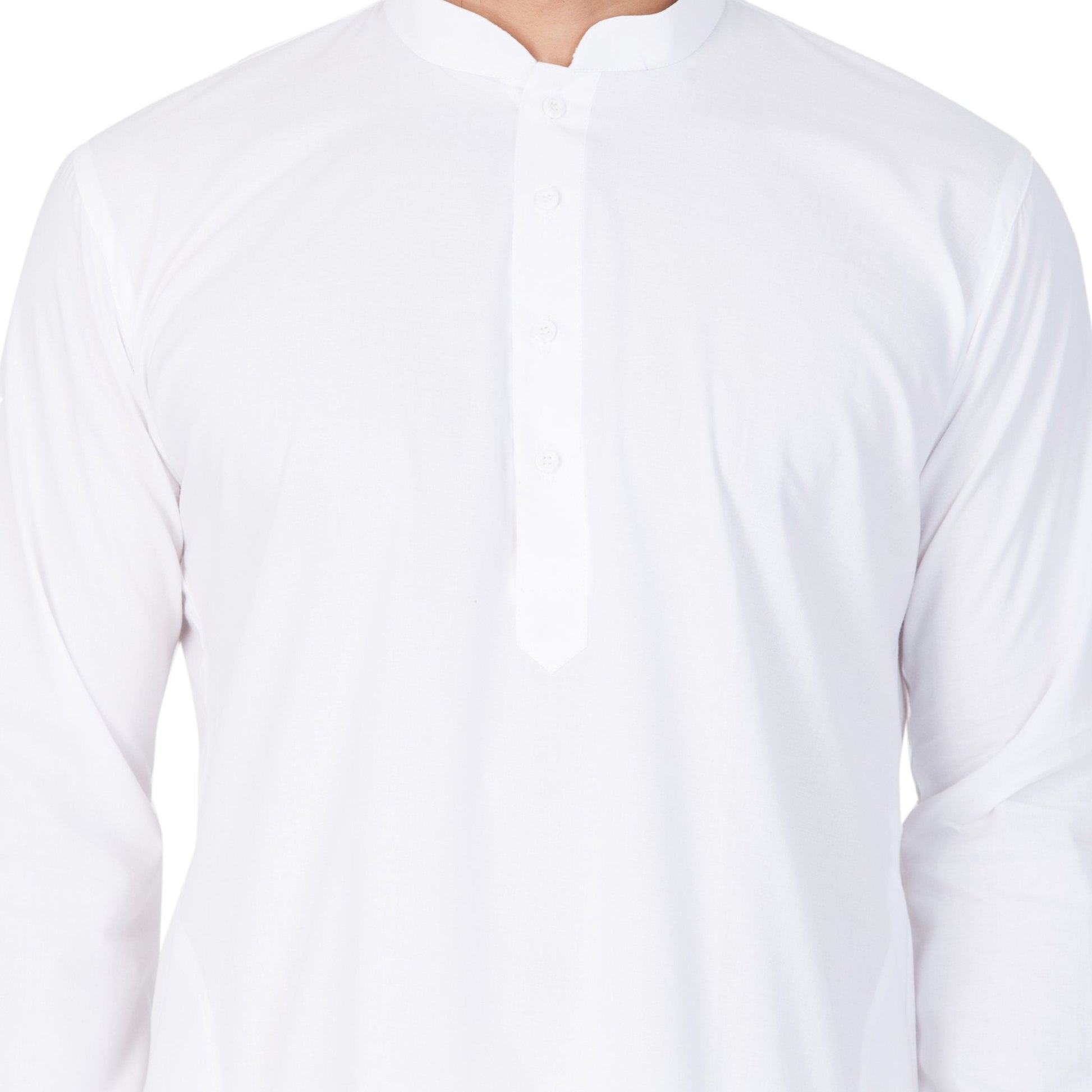 Men's White Cotton Kurta, Pyjama &amp; Dupatta Set
