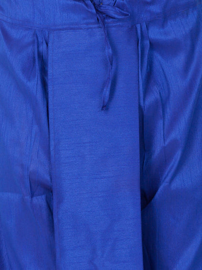 Men's White Cotton Silk Blend Kurta and Dhoti Pant Set