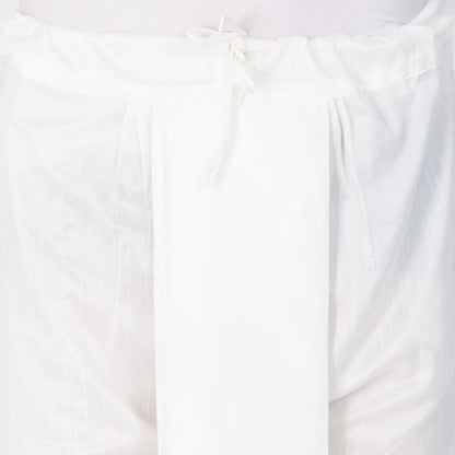 Men's White Cotton Silk Blend Kurta and Dhoti Pant Set