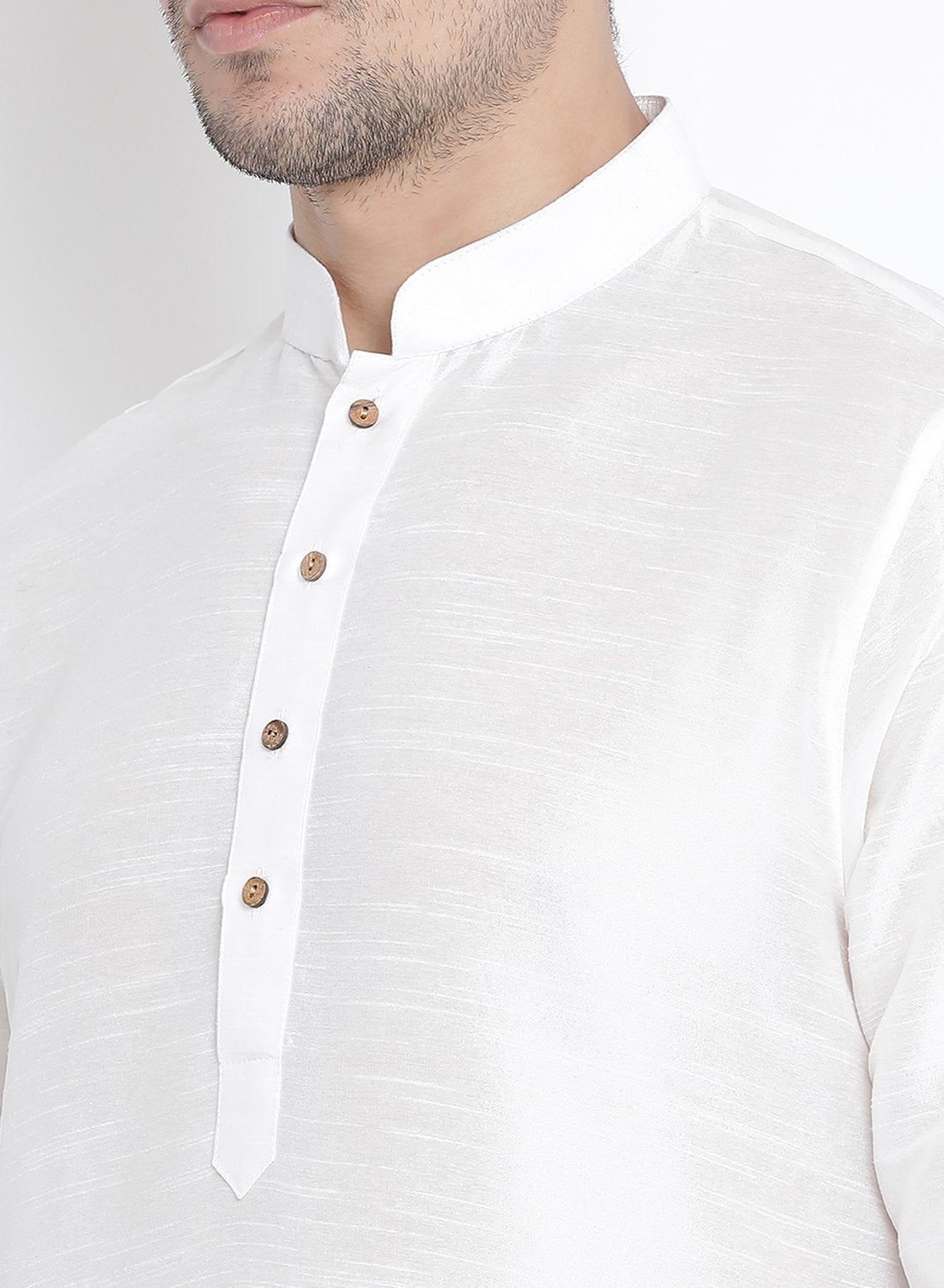 Men's White Silk Blend Kurta and Pyjama Set