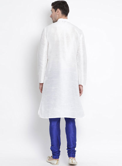 Men's White Silk Blend Kurta and Pyjama Set