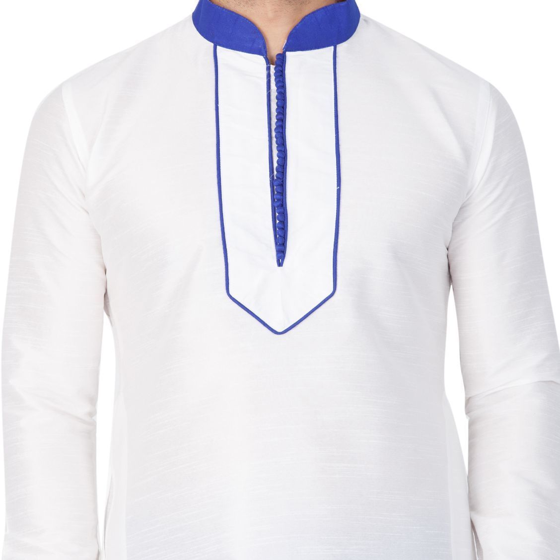 Men's White Cotton Silk Blend Kurta