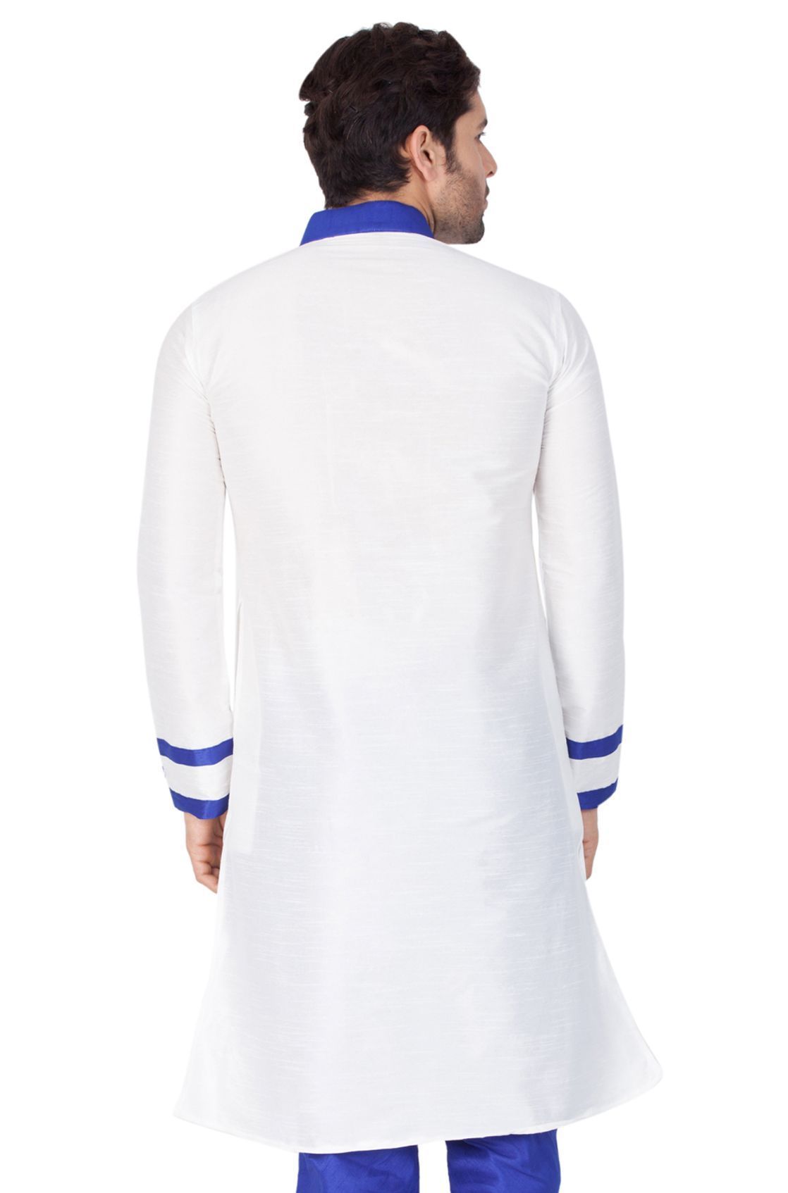 Men's White Cotton Silk Blend Kurta