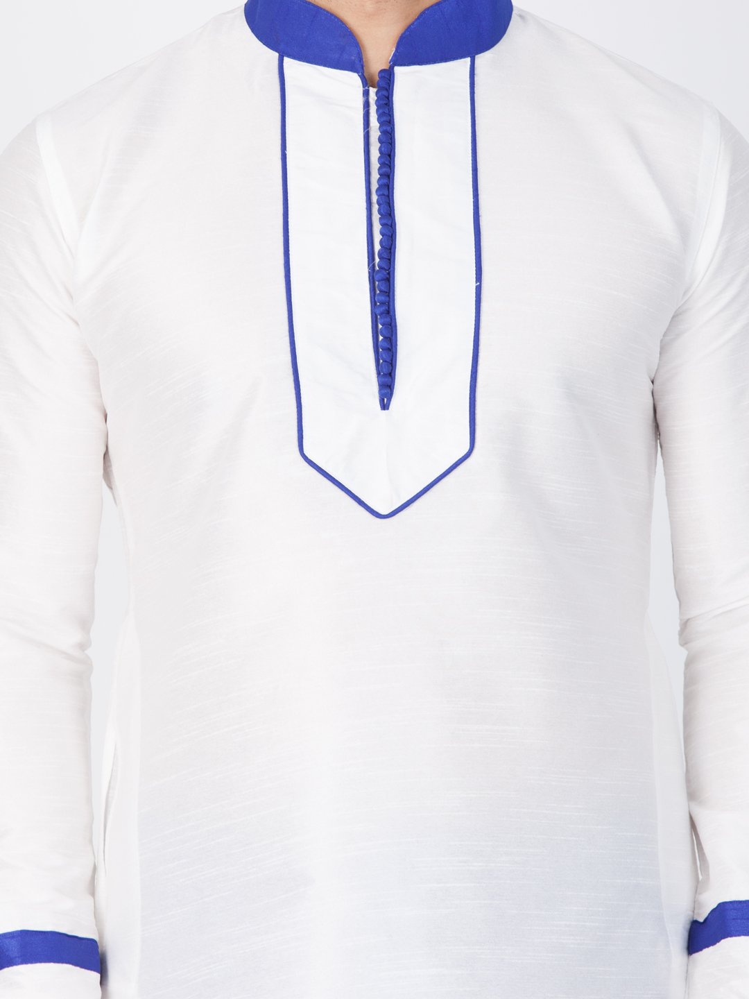 Men's White Cotton Silk Blend Kurta and Pyjama Set