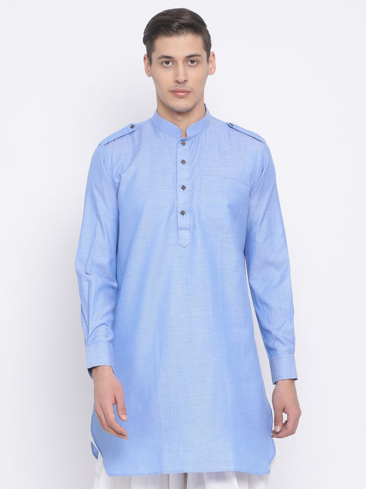 Men's Blue Cotton Blend Kurta
