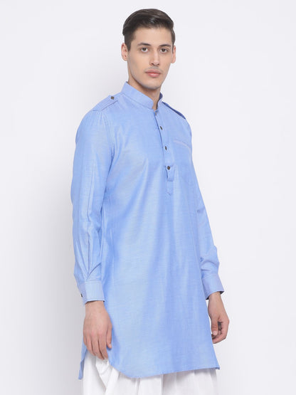 Men's Blue Cotton Blend Kurta