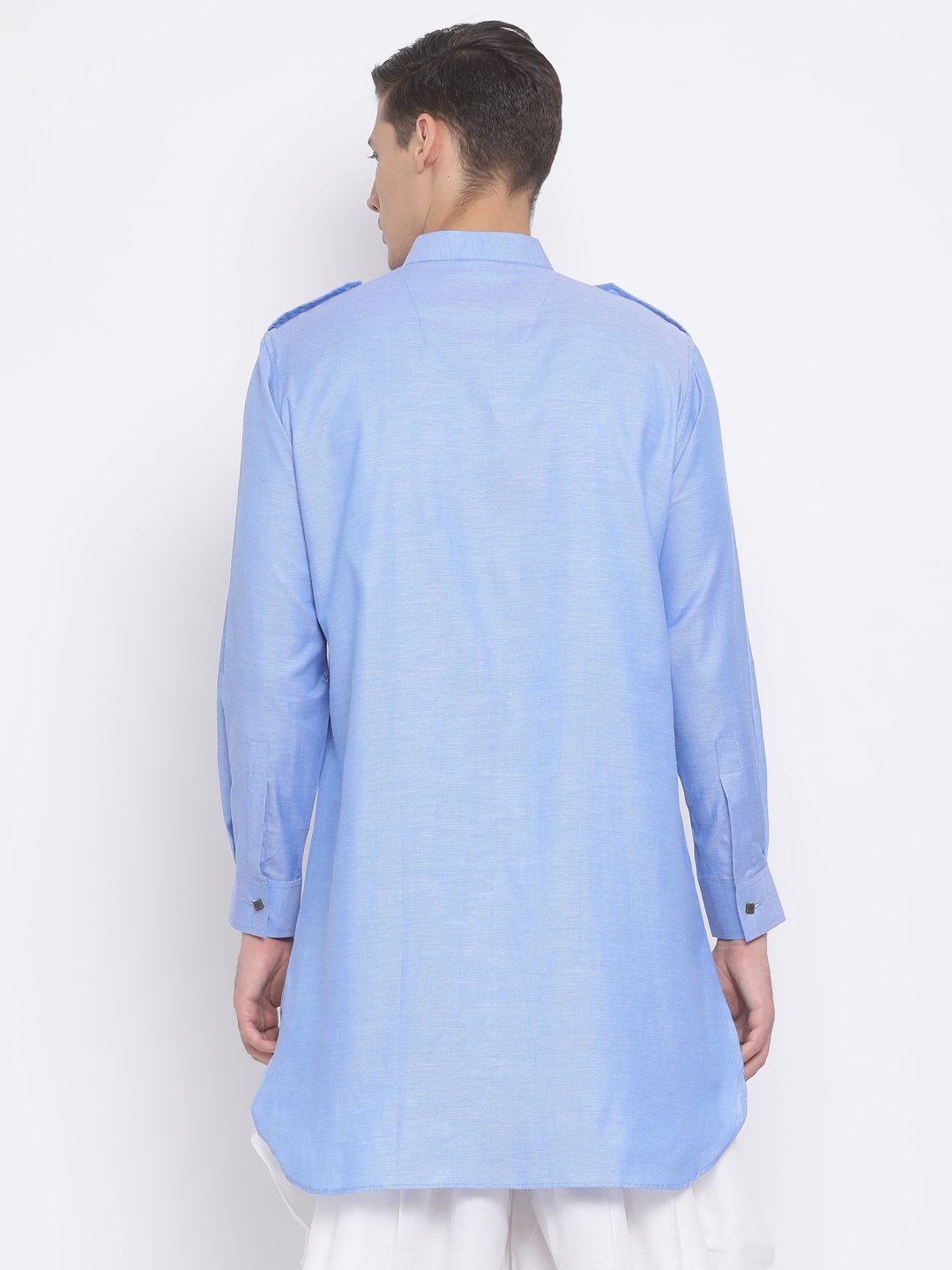 Men's Blue Cotton Blend Kurta