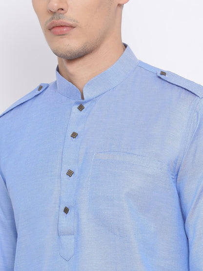 Men's Blue Cotton Blend Kurta
