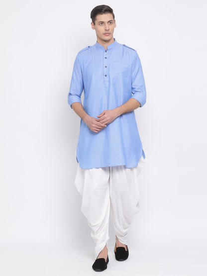 Men's Blue Cotton Blend Kurta