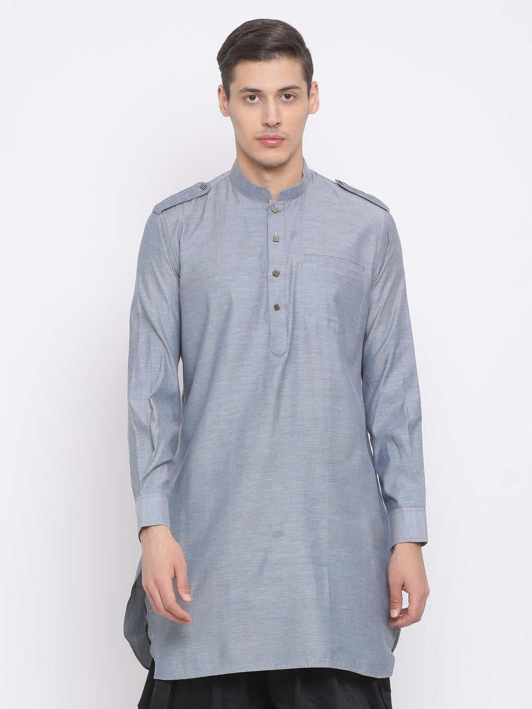 Men's Grey Cotton Kurta