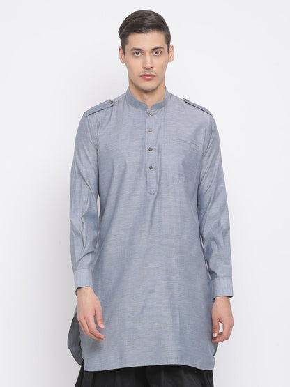 Men's Grey Cotton Kurta