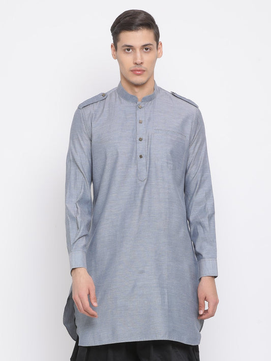 Men's Grey Cotton Kurta