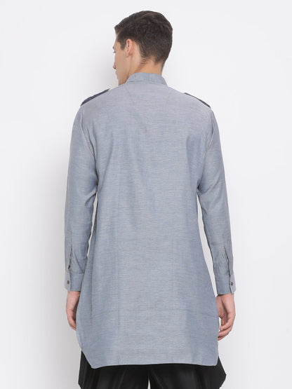 Men's Grey Cotton Kurta