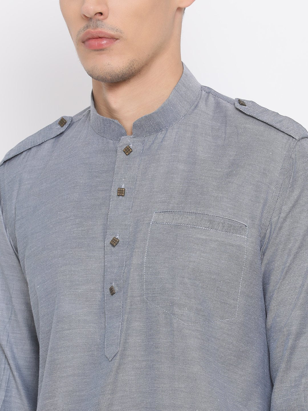 Men's Grey Cotton Kurta