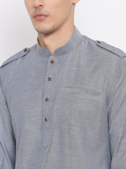 Men's Grey Cotton Kurta