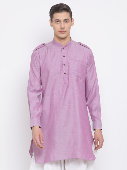Men's Purple Cotton Kurta