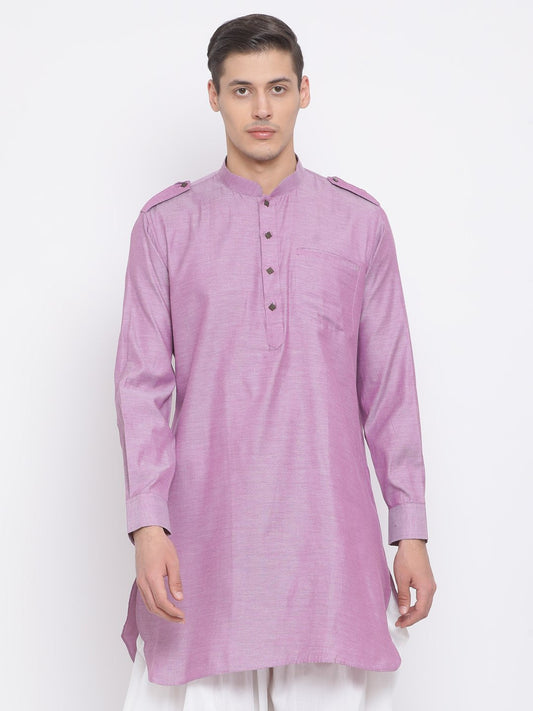 Men's Purple Cotton Kurta