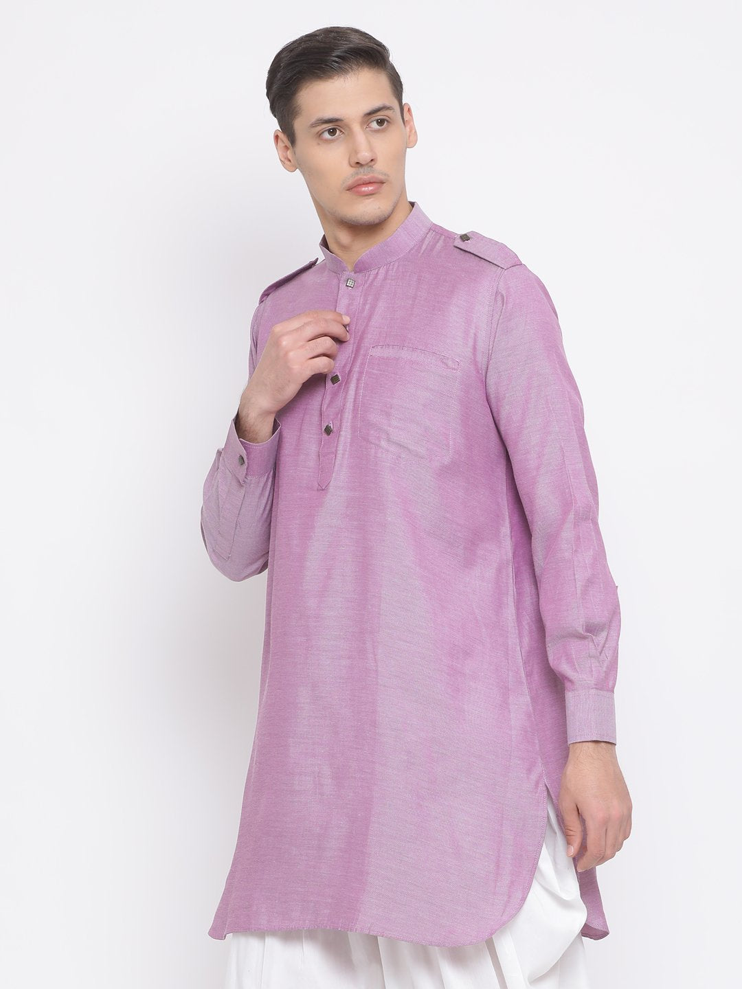 Men's Purple Cotton Kurta