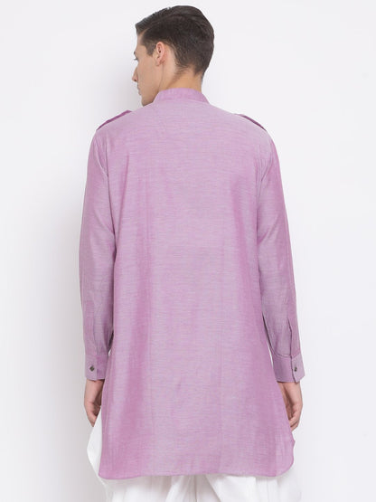 Men's Purple Cotton Kurta