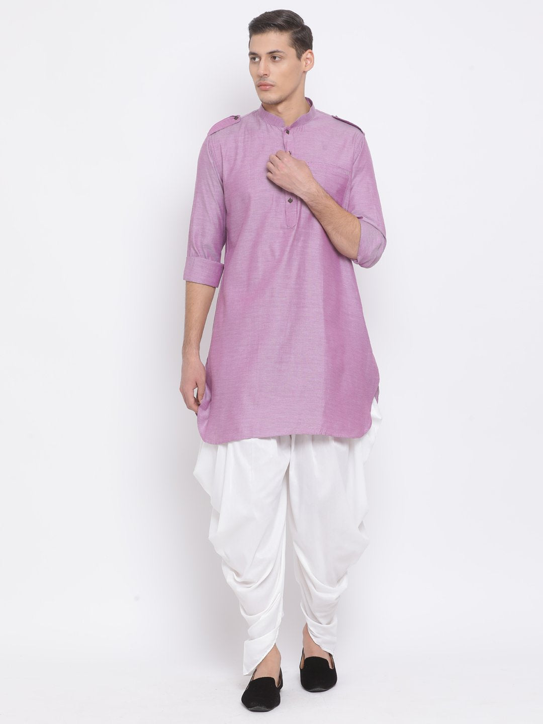 Men's Purple Cotton Kurta
