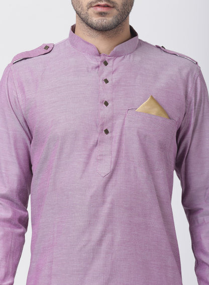 Men's Purple Cotton Kurta and Dhoti Pant Set