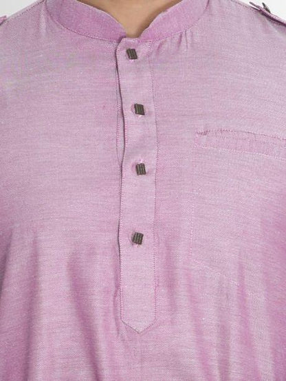 Men's Purple Cotton Blend Kurta and Patiala Set