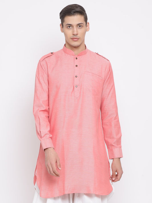 Men's Red Cotton Kurta