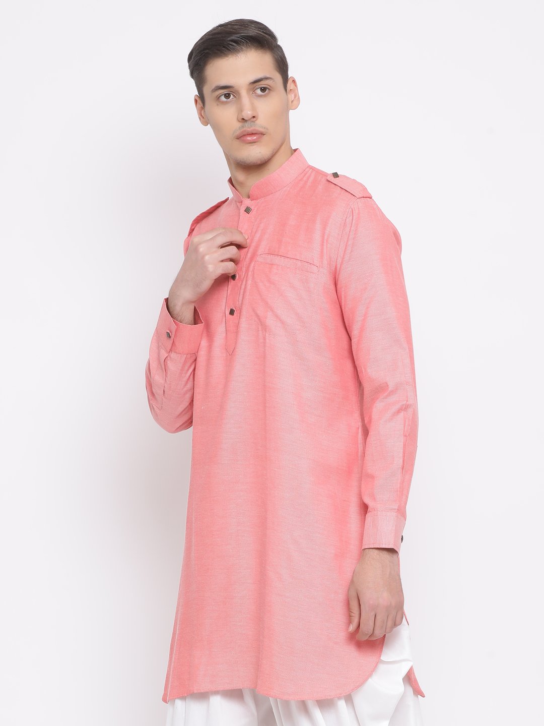 Men's Red Cotton Kurta