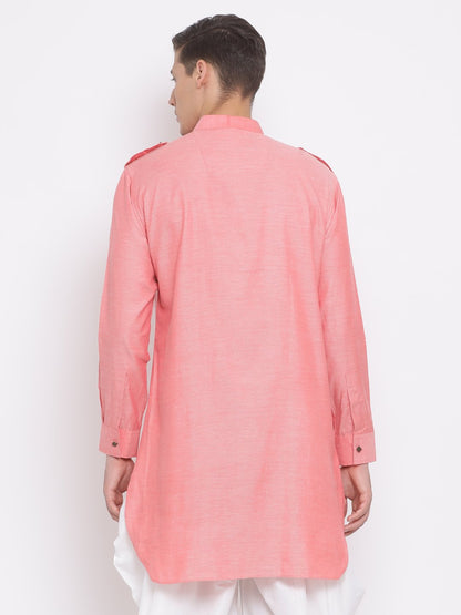 Men's Red Cotton Kurta