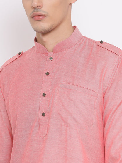 Men's Red Cotton Kurta