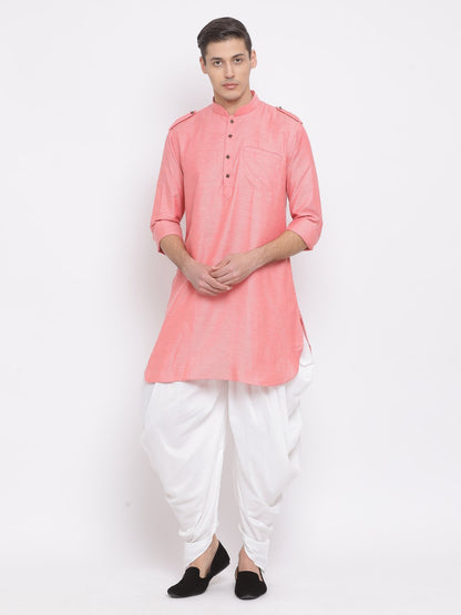 Men's Red Cotton Kurta