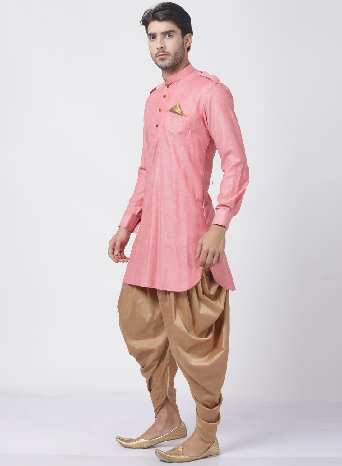 Men's Red Cotton Kurta and Dhoti Pant Set