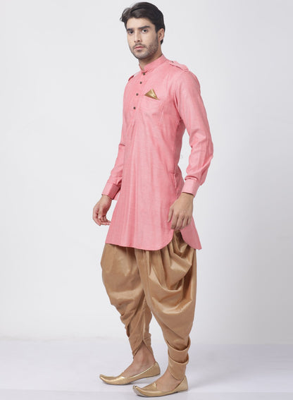 Men's Red Cotton Kurta and Dhoti Pant Set
