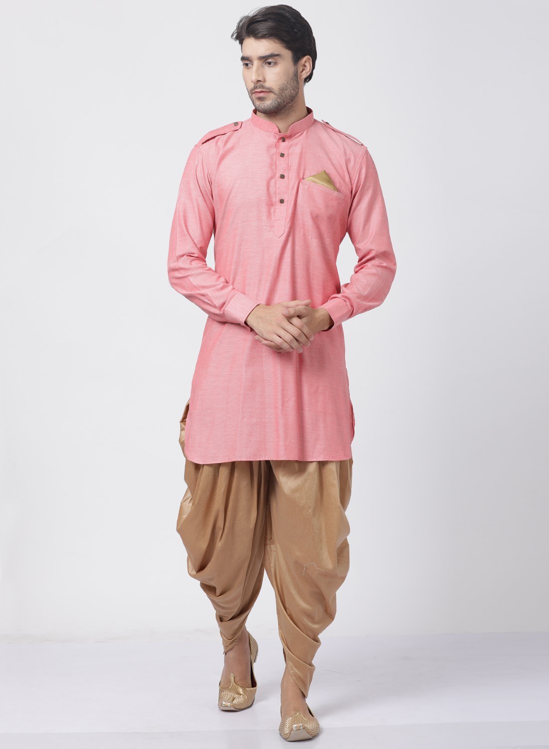Men's Red Cotton Kurta and Dhoti Pant Set